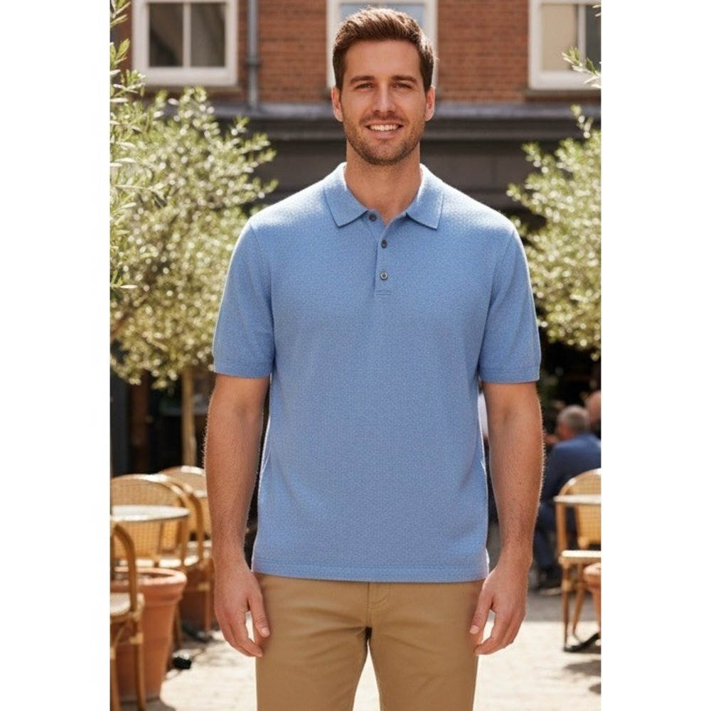 Theory Men's Short Sleeve Knit Polo Shirt Size XXL Blue Luxury Basic Casual Golf